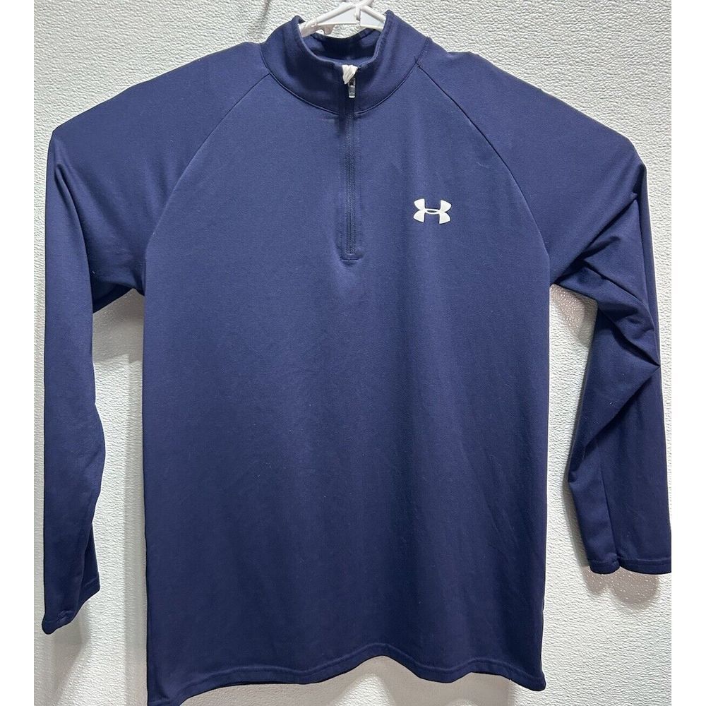 Under Armour Heatgear Loose Men's Quarter Zip Polo Short‎ Sleeve Blue Size Small